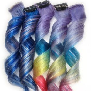 Pastel Ombre Rainbow Remy 100% Human Hair Extensions Clip in Colored Highlights